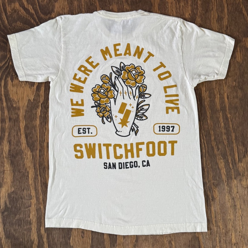 Switchfoot We're Meant To Live Shirt Medium Cream Band Tee Front Back Graphic